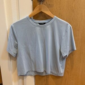 Women's Cuts Blue Crop Top